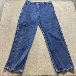 Quiksilver Jeans Mens‎ 38x34 Blue Relaxed Fit Carpenter Denim Pants Made USA Y2K